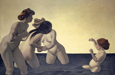 Drie Vrouwen en een Jong Meisje Spelen in het Water door Felix Edouard Vallotton